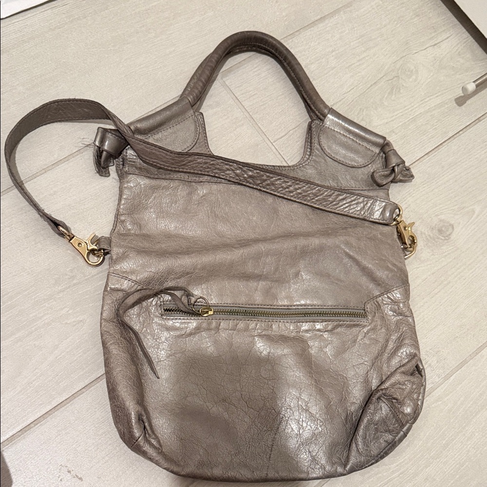 Foley + Corinna Gray Leather Shoulder Tote